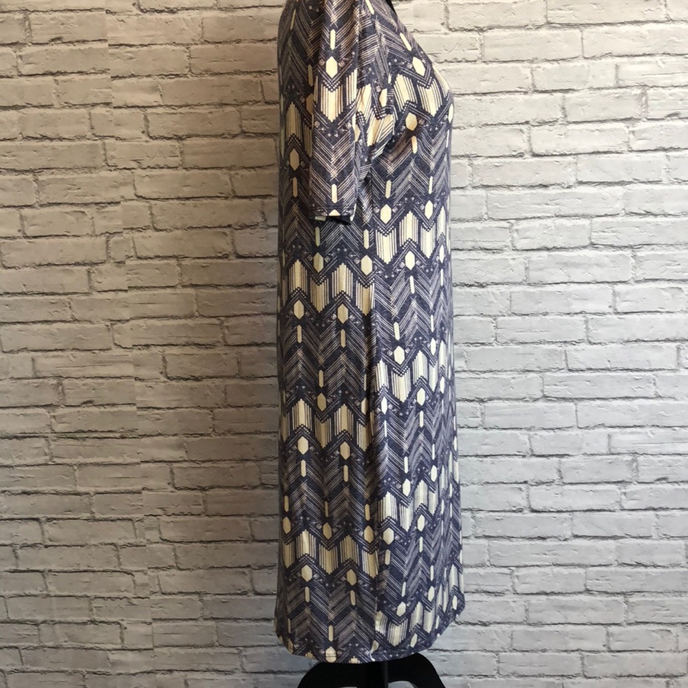 Lularoe Julia indigo & cream geometric dress L - Picture 5 of 8
